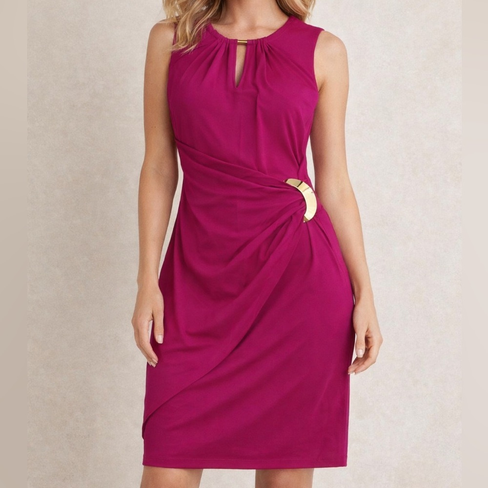 Cache Magenta Sleeveless Dress, Sz M